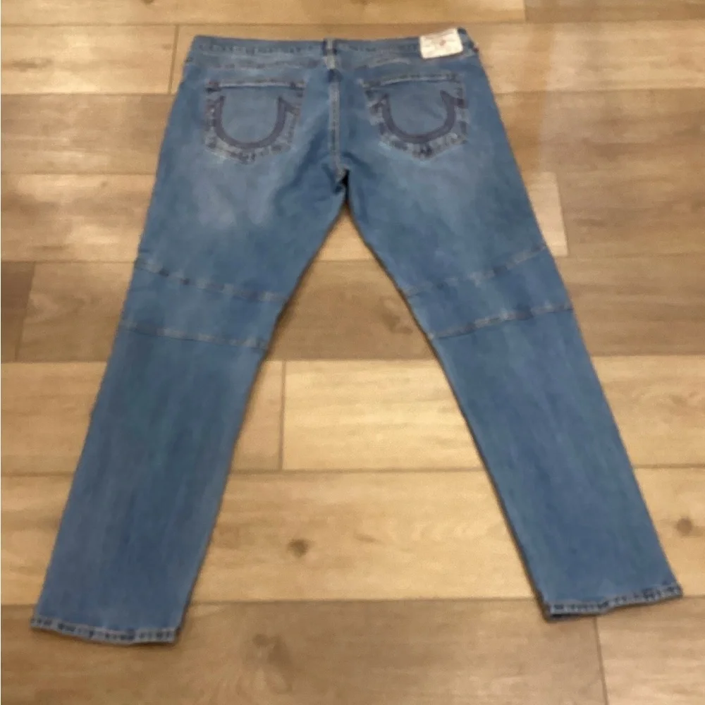 True Religion Rocco Relaxed Skinny. Light Blue Straight Jeans